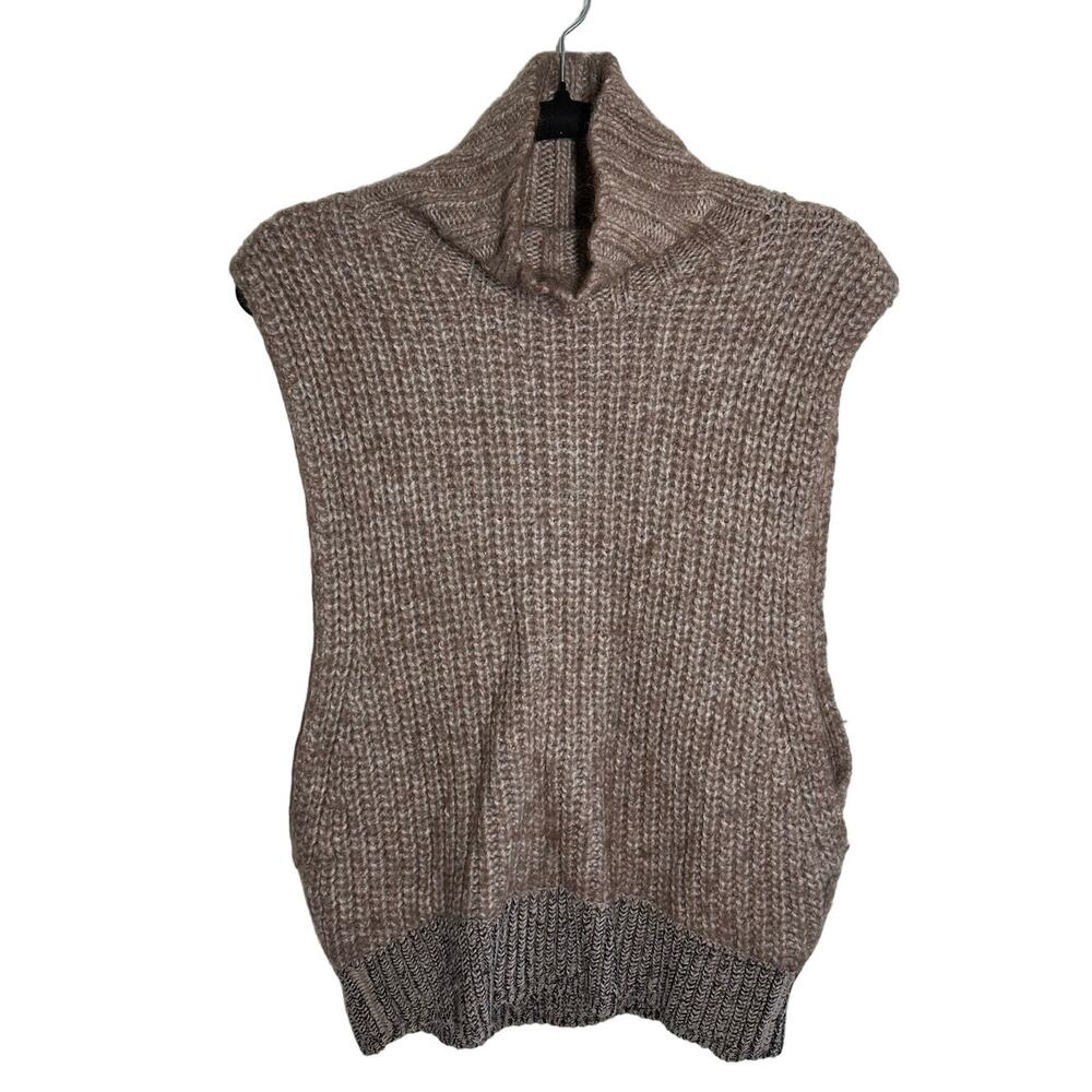 Kate Spade Saturday Wool Alpaca Brown Sleeveless Sweater Turtleneck Size Large